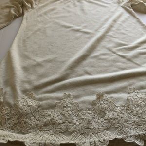Long Sleeved Boho Blouse with Lace XS Cream